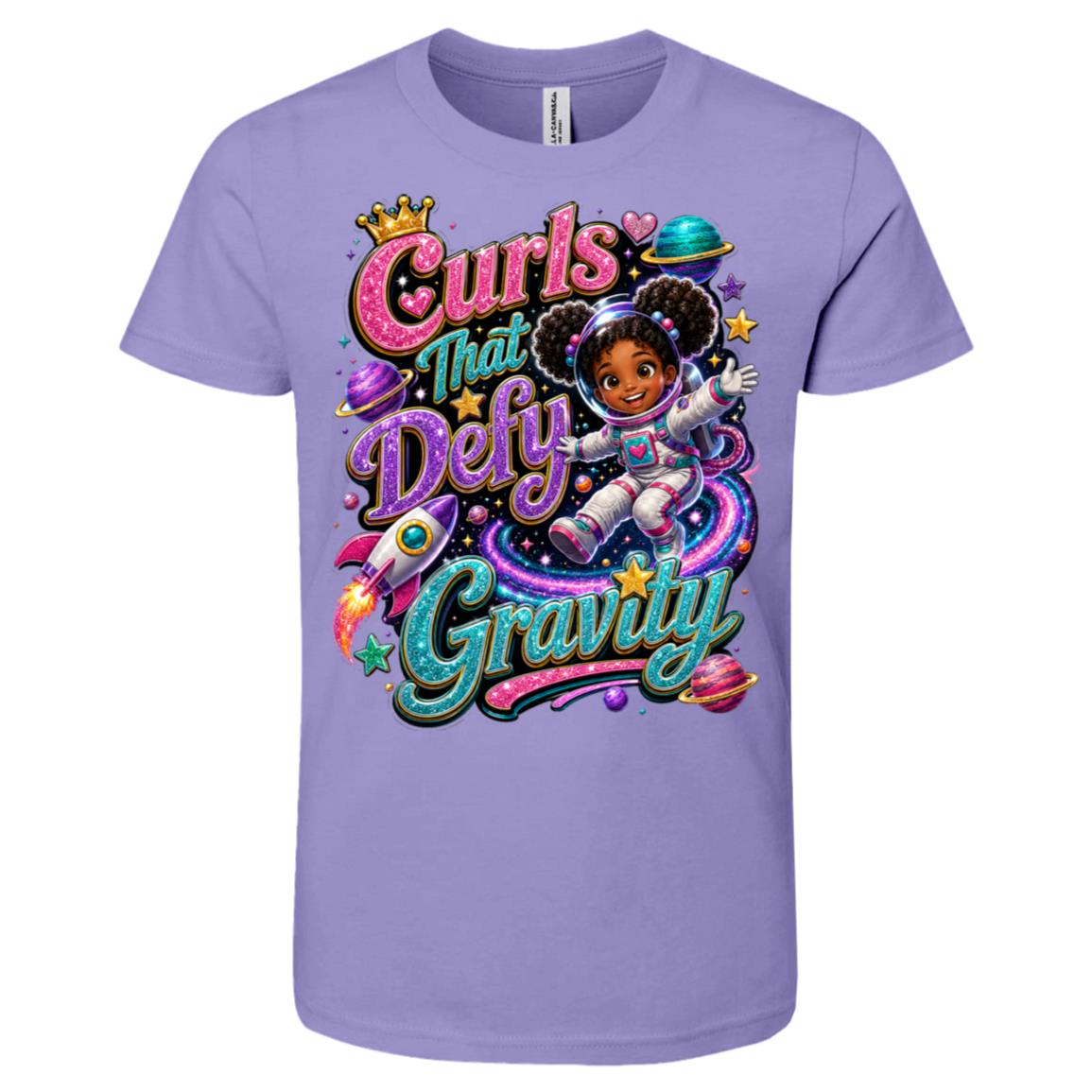 Astronaut career tee for girls Ages 6-9 with natural hair pride by Riley's Way