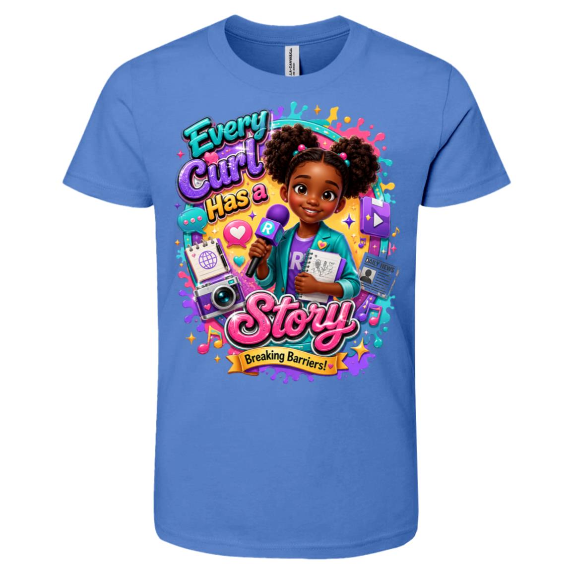 Journalist career tee for girls Ages 6-9 with natural hair pride by Riley's Way