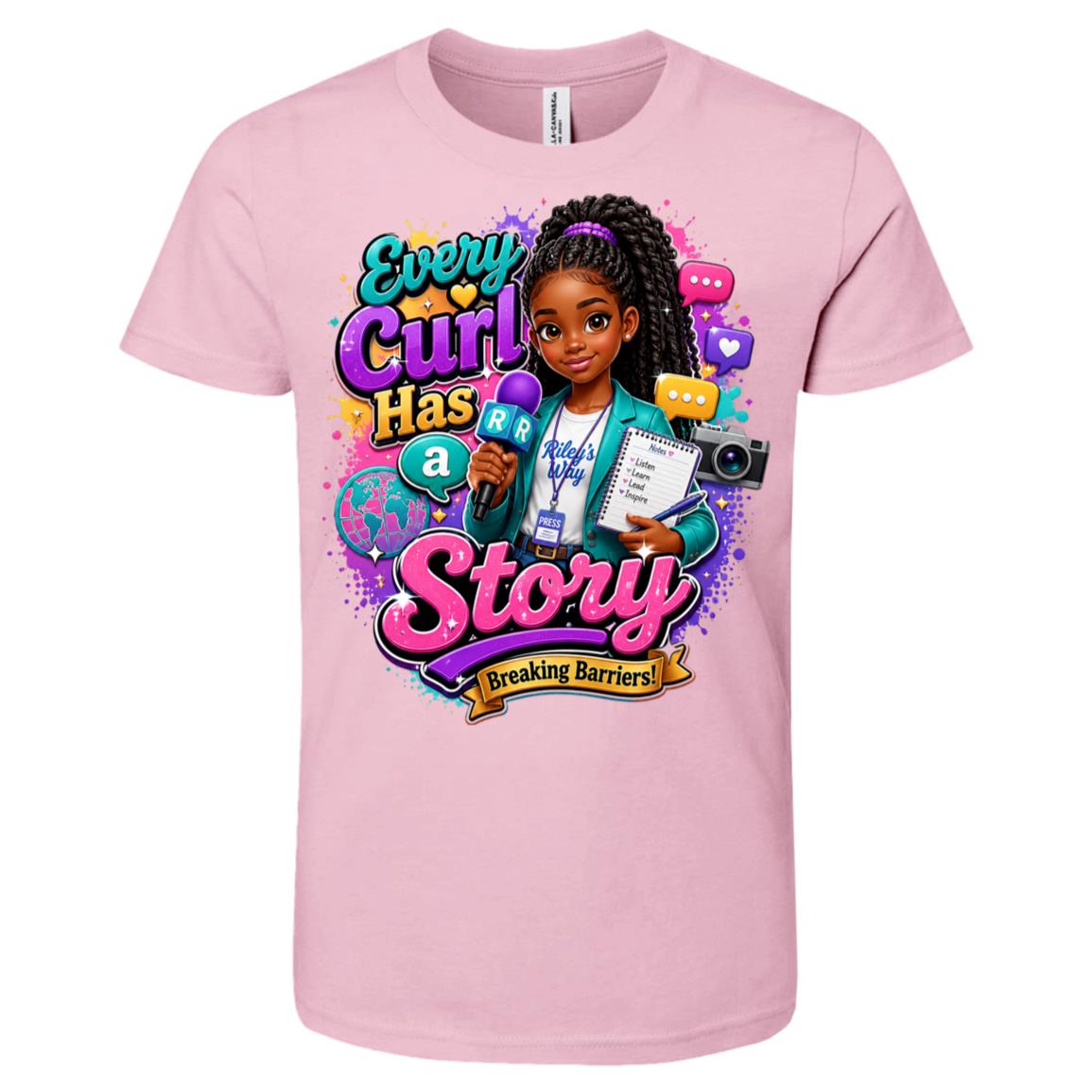 Journalist career tee for girls Ages 10-12 with natural hair pride by Riley's Way