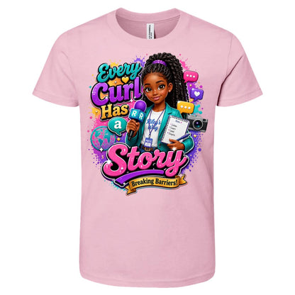 Journalist career tee for girls Ages 10-12 with natural hair pride by Riley's Way