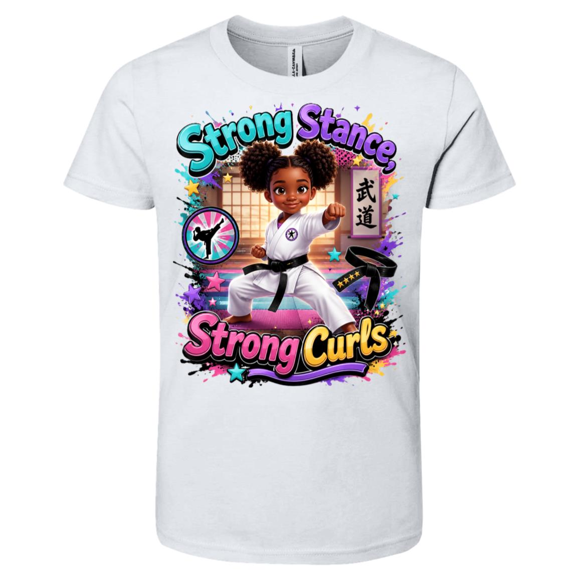 Karate career tee for girls Ages 6-9 with natural hair pride by Riley's Way
