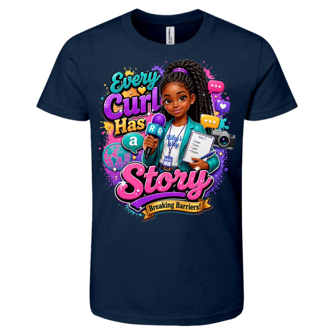 Journalist career tee for girls Ages 10-12 with natural hair pride by Riley's Way