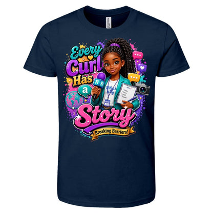 Journalist career tee for girls Ages 10-12 with natural hair pride by Riley's Way
