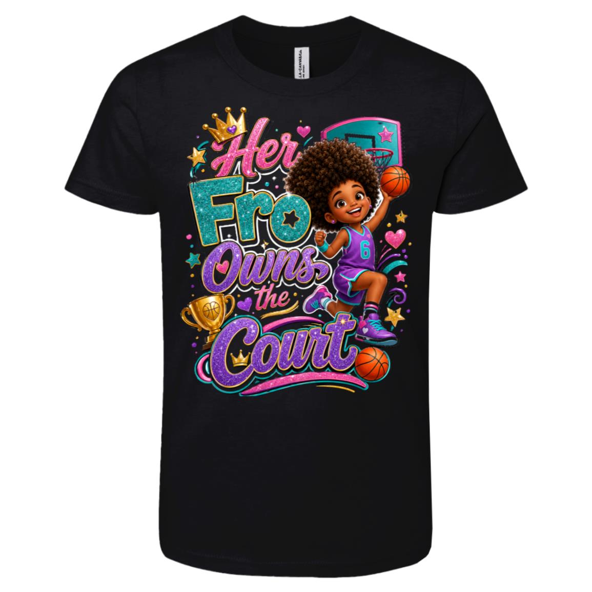 Basketball career tee for girls Ages 6-9 with natural hair pride by Riley's Way