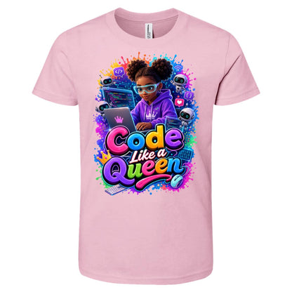 Coder career tee for girls Ages 10-12 with natural hair pride by Riley's Way