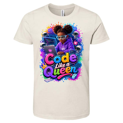 Coder career tee for girls Ages 10-12 with natural hair pride by Riley's Way