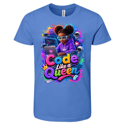 Coder career tee for girls Ages 10-12 with natural hair pride by Riley's Way