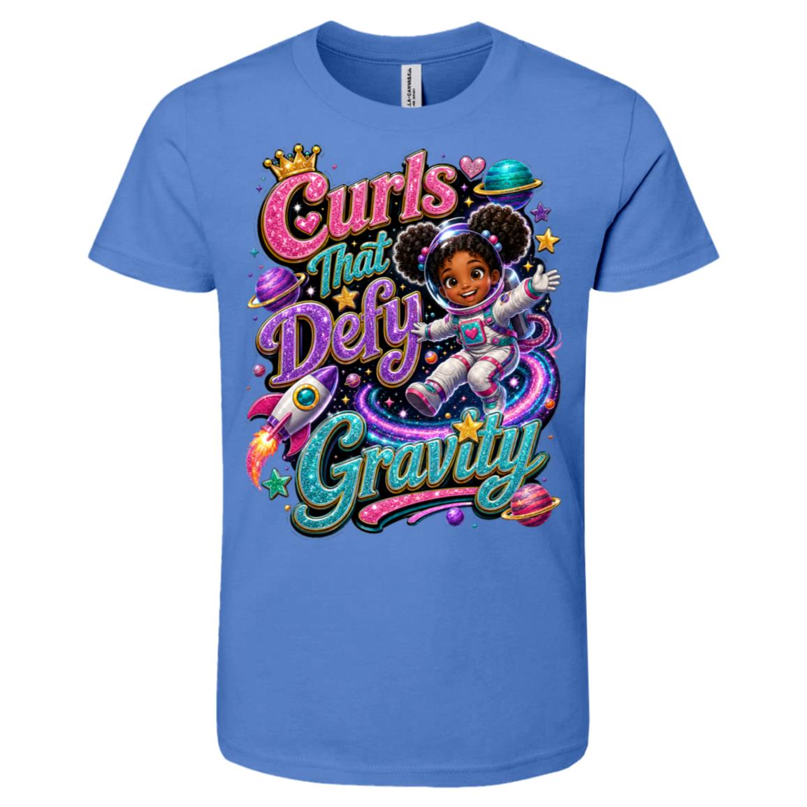 Astronaut career tee for girls Ages 6-9 with natural hair pride by Riley's Way