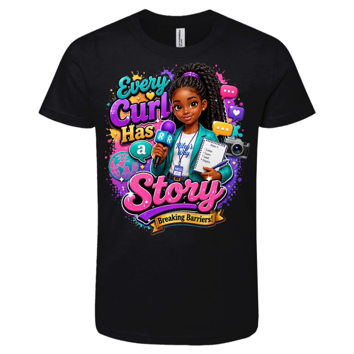 Journalist career tee for girls Ages 10-12 with natural hair pride by Riley's Way