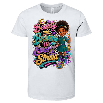 Marine career tee for girls Ages 6-9 with natural hair pride by Riley's Way