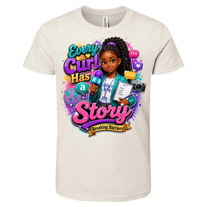 Journalist career tee for girls Ages 10-12 with natural hair pride by Riley's Way