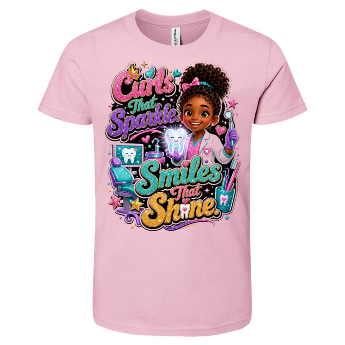 Dentist career tee for girls Ages 6-9 with natural hair pride by Riley's Way
