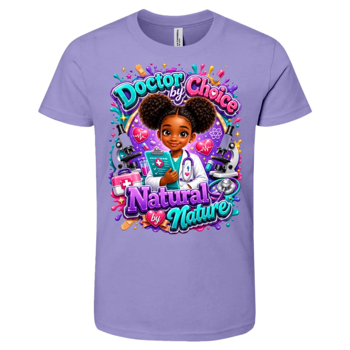 Doctor career tee for girls Ages 6-9 with natural hair pride by Riley's Way