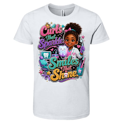 Dentist career tee for girls Ages 6-9 with natural hair pride by Riley's Way