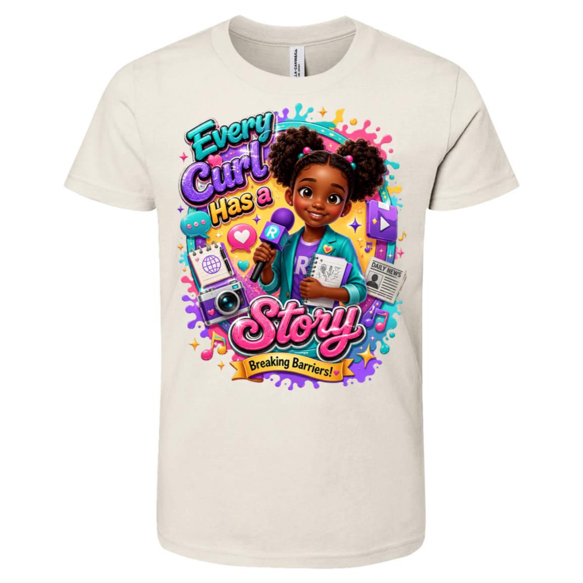 Journalist career tee for girls Ages 6-9 with natural hair pride by Riley's Way