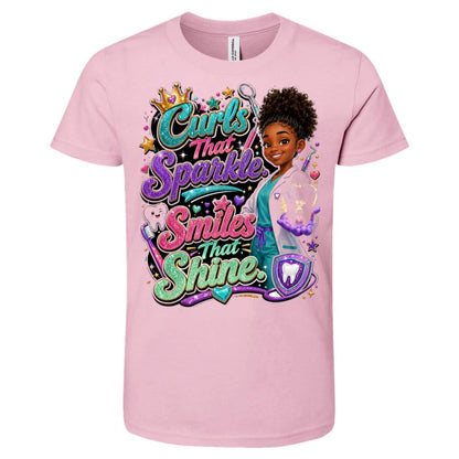 Dentist career tee for girls Ages 10-12 with natural hair pride by Riley's Way