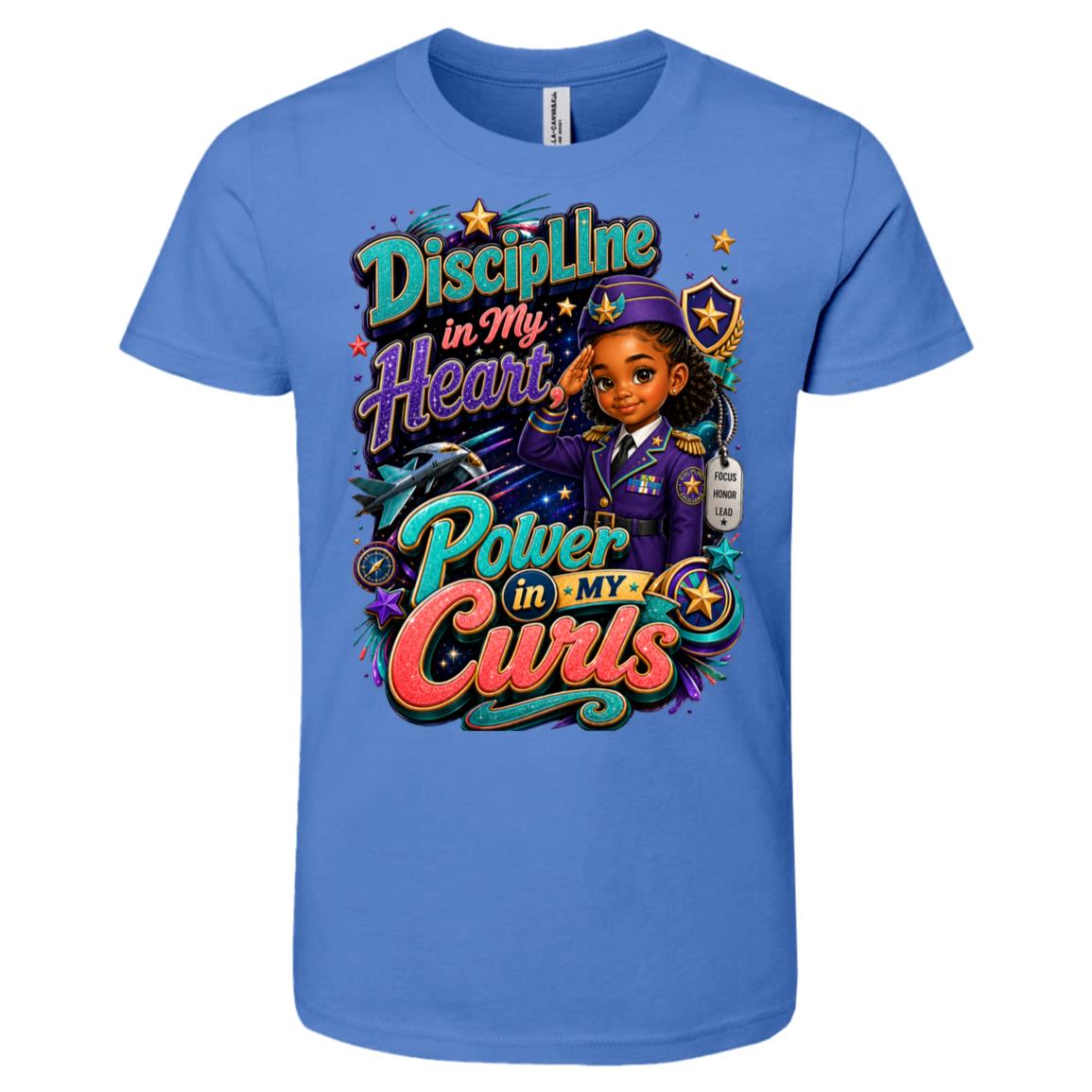 Army career tee for girls Ages 6-9 with natural hair pride by Riley's Way