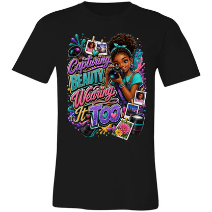 Photographer career tee for girls Ages 13-16 with natural hair pride by Riley's Way