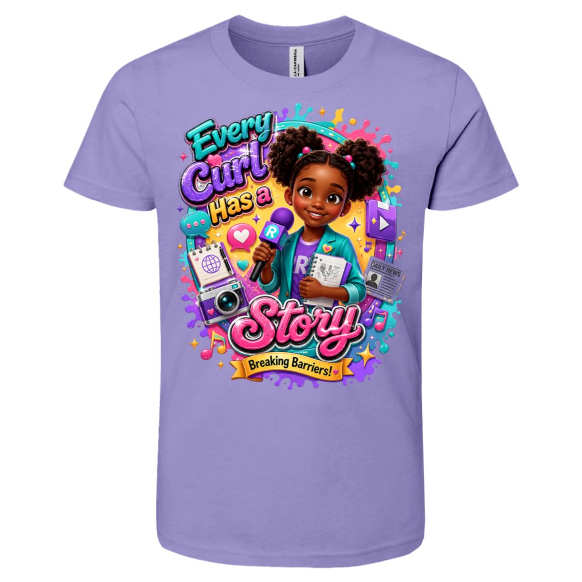 Journalist career tee for girls Ages 6-9 with natural hair pride by Riley's Way