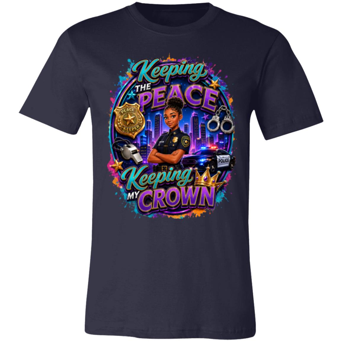 Police Officer career tee for girls Ages 13-16 with natural hair pride by Riley's Way