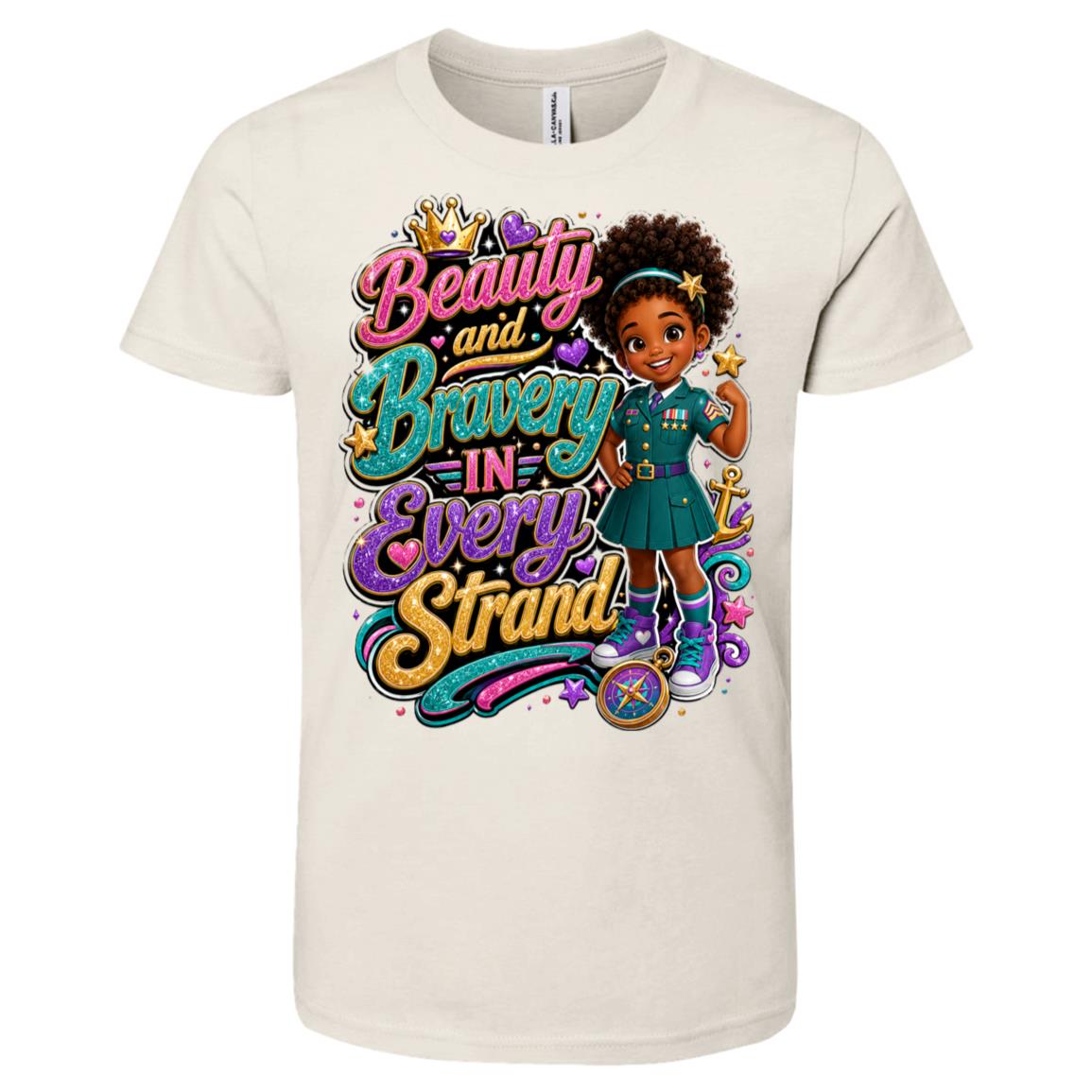 Marine career tee for girls Ages 6-9 with natural hair pride by Riley's Way