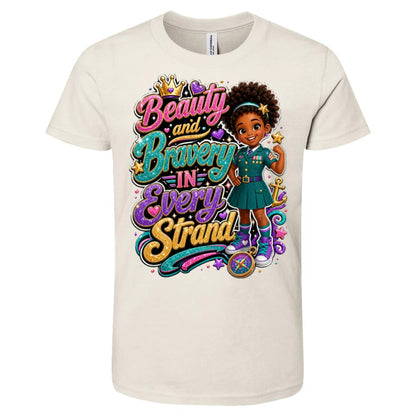 Marine career tee for girls Ages 6-9 with natural hair pride by Riley's Way
