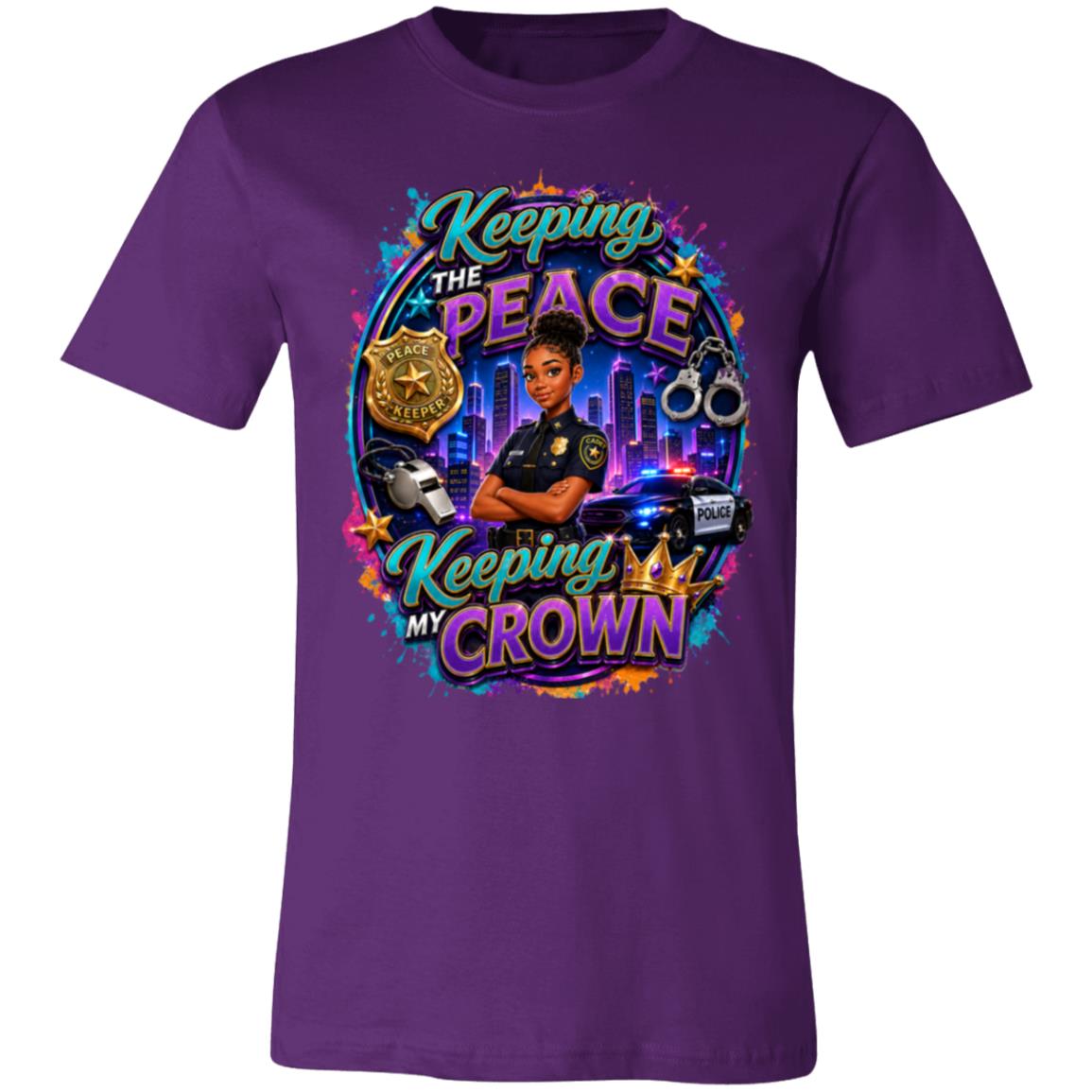 Police Officer career tee for girls Ages 13-16 with natural hair pride by Riley's Way
