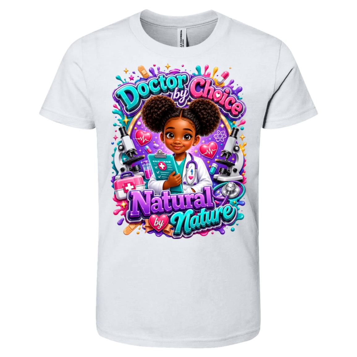 Doctor career tee for girls Ages 6-9 with natural hair pride by Riley's Way