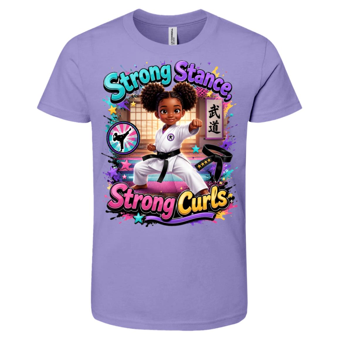 Karate career tee for girls Ages 6-9 with natural hair pride by Riley's Way