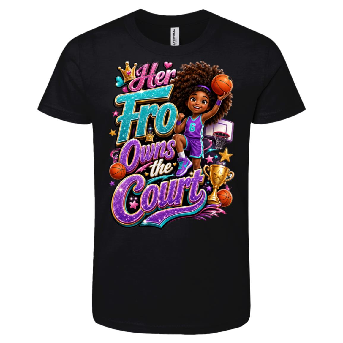 Basketball career tee for girls Ages 10-12 with natural hair pride by Riley's Way