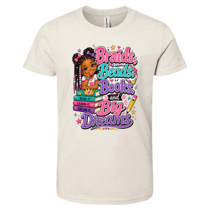 Braids, Beads, Books, and Big Dreams Riley's Way natural hair tee artwork