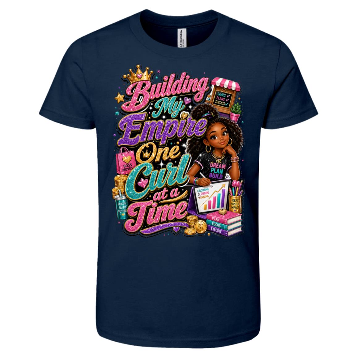 Entrepreneur career tee for girls Ages 10-12 with natural hair pride by Riley's Way