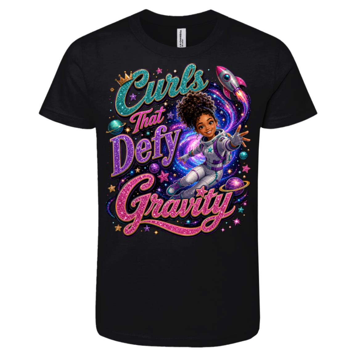 Astronaut career tee for girls Ages 10-12 with natural hair pride by Riley's Way