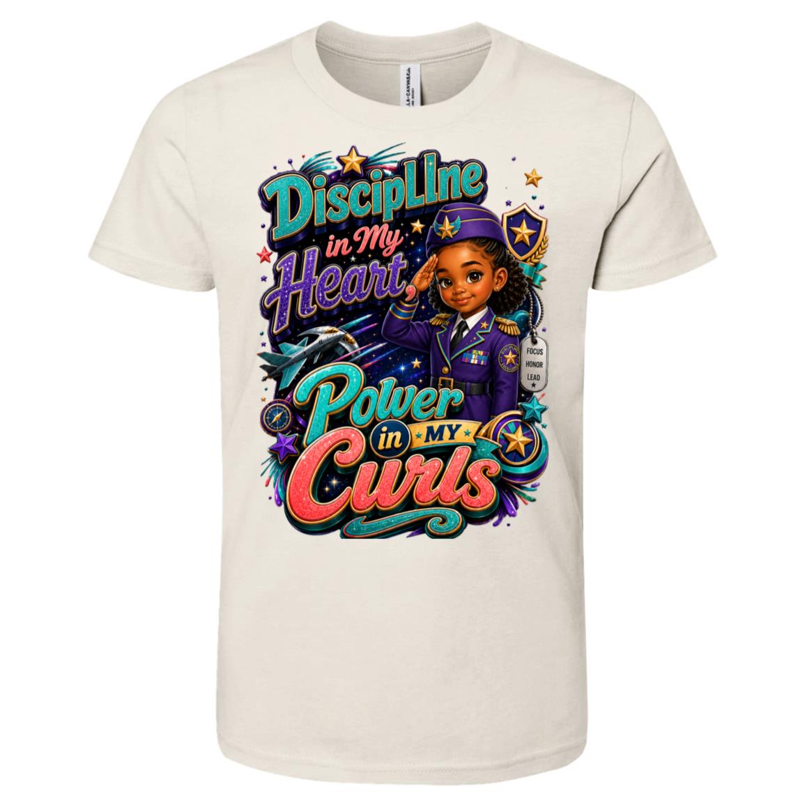 Army career tee for girls Ages 6-9 with natural hair pride by Riley's Way