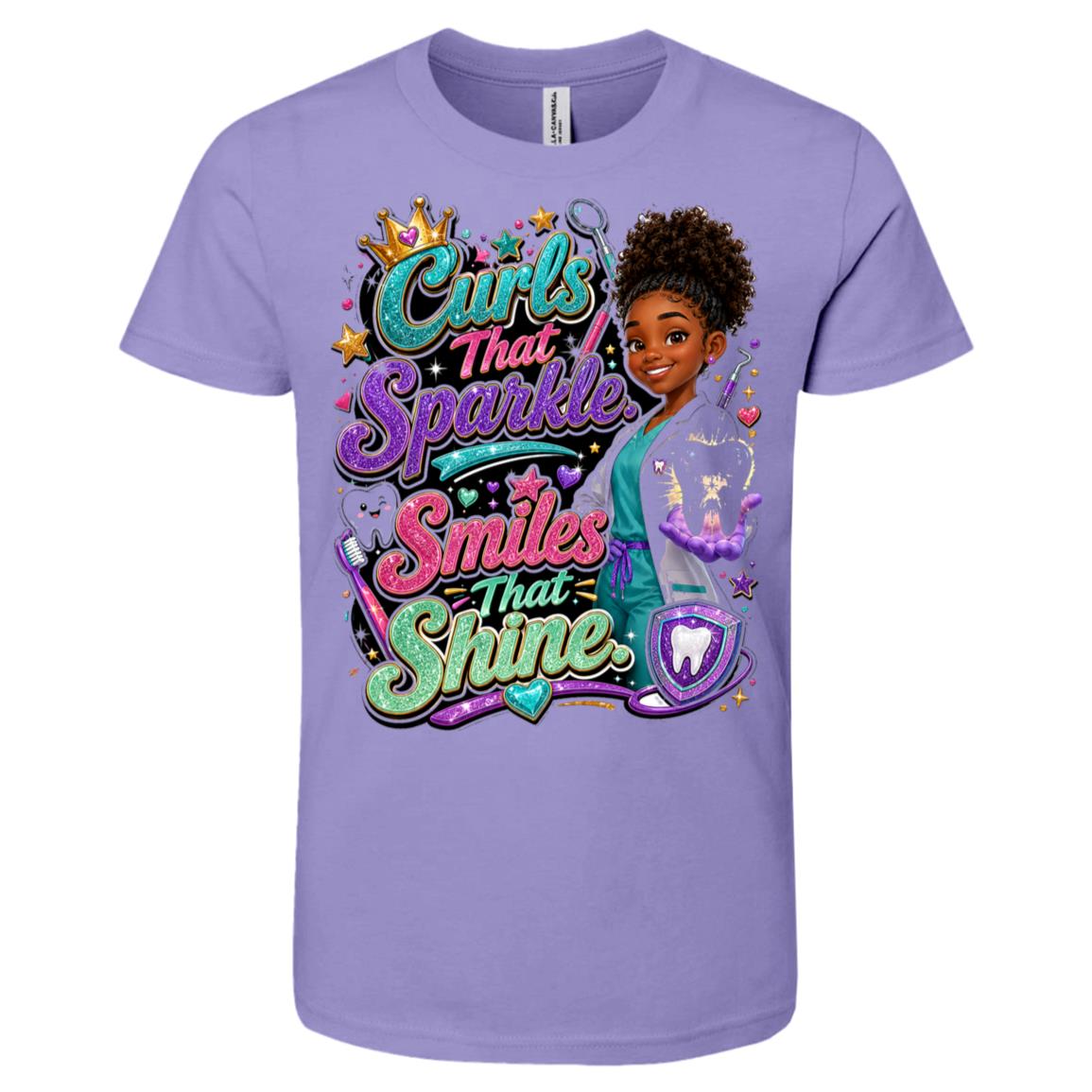 Dentist career tee for girls Ages 10-12 with natural hair pride by Riley's Way