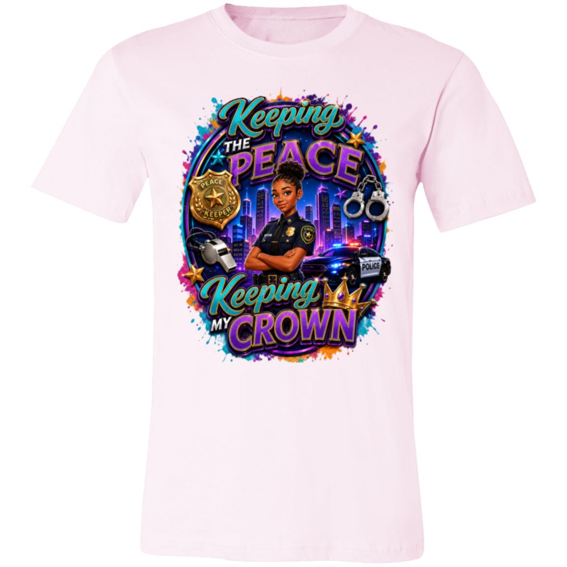 Police Officer career tee for girls Ages 13-16 with natural hair pride by Riley's Way