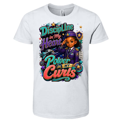 Army career tee for girls Ages 6-9 with natural hair pride by Riley's Way