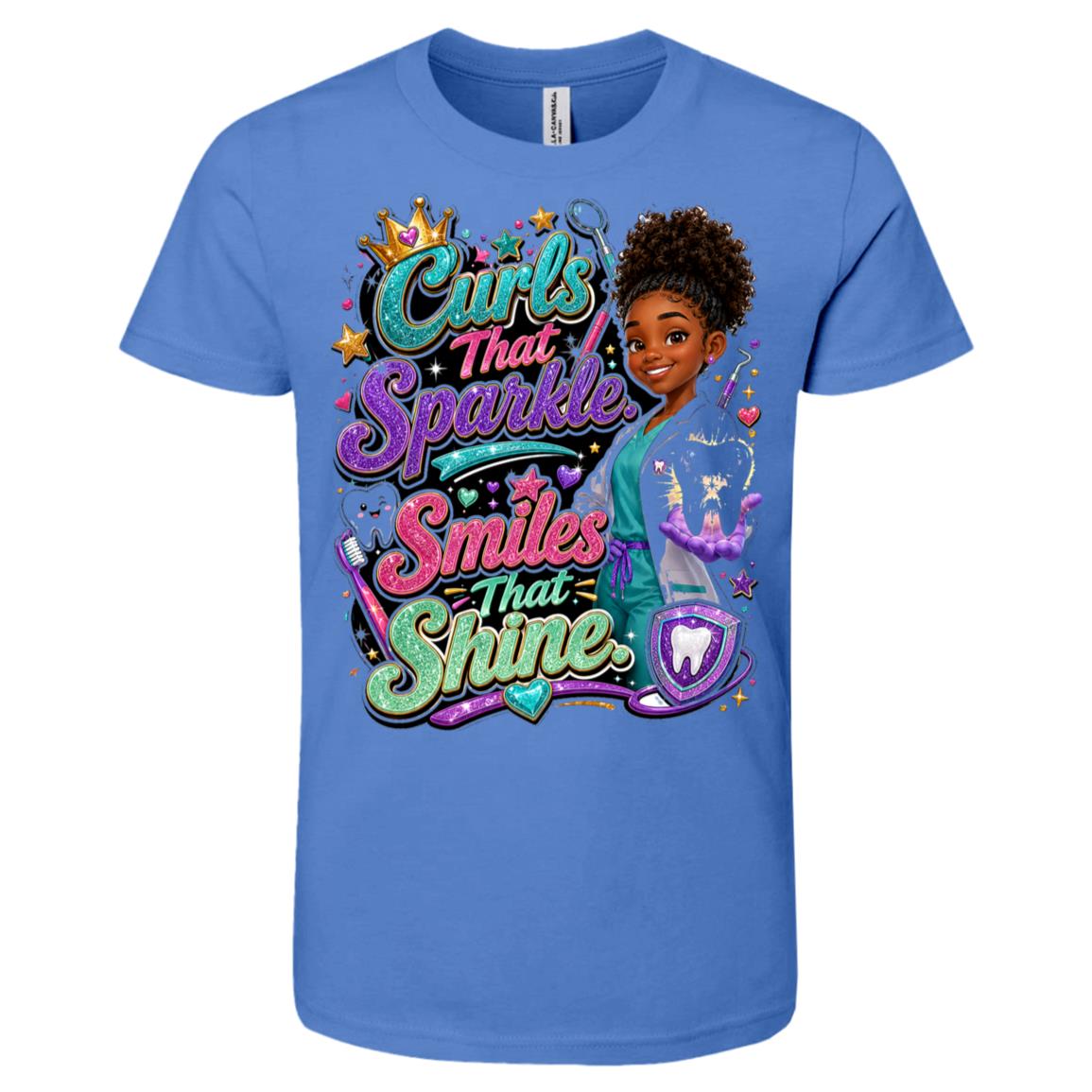 Dentist career tee for girls Ages 10-12 with natural hair pride by Riley's Way