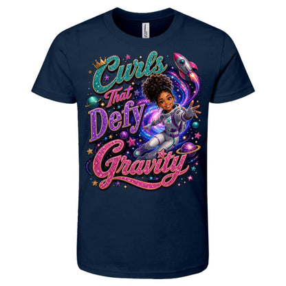 Astronaut career tee for girls Ages 10-12 with natural hair pride by Riley's Way