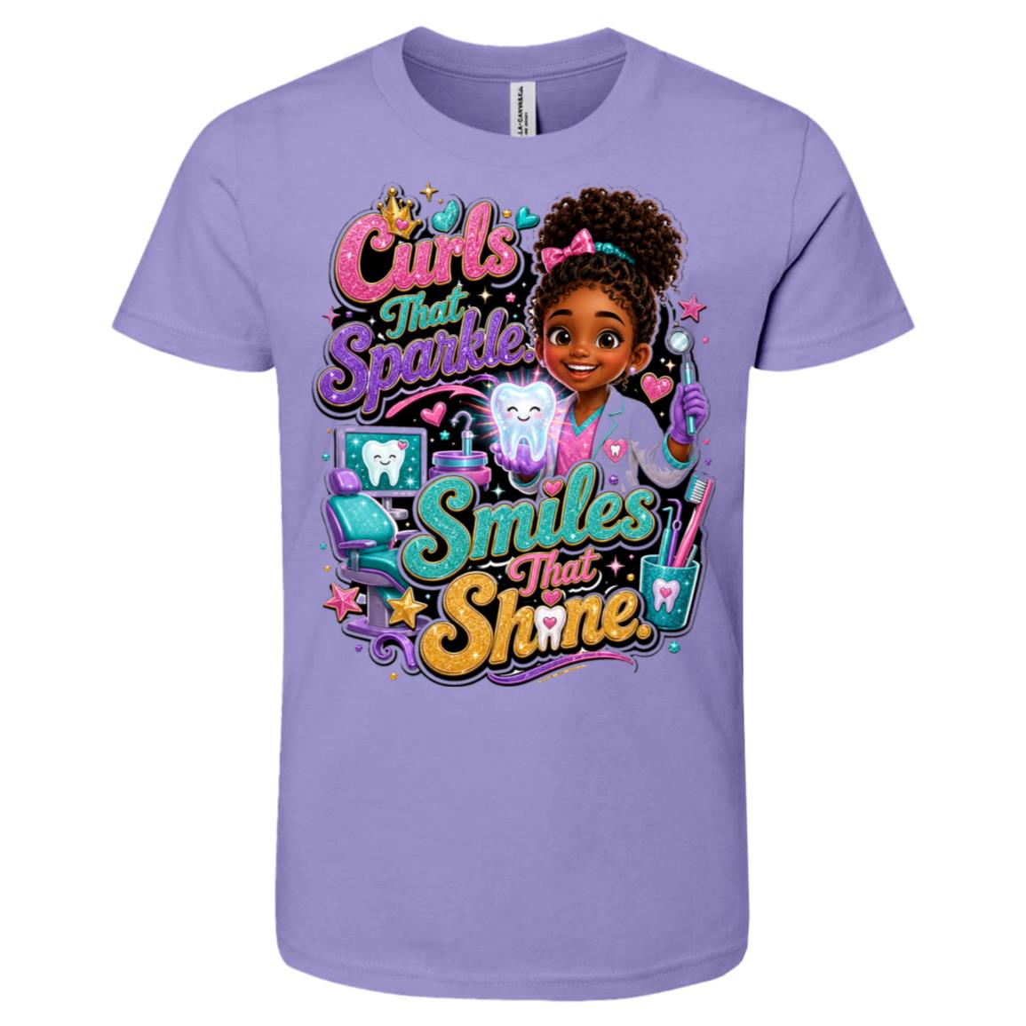 Dentist career tee for girls Ages 6-9 with natural hair pride by Riley's Way