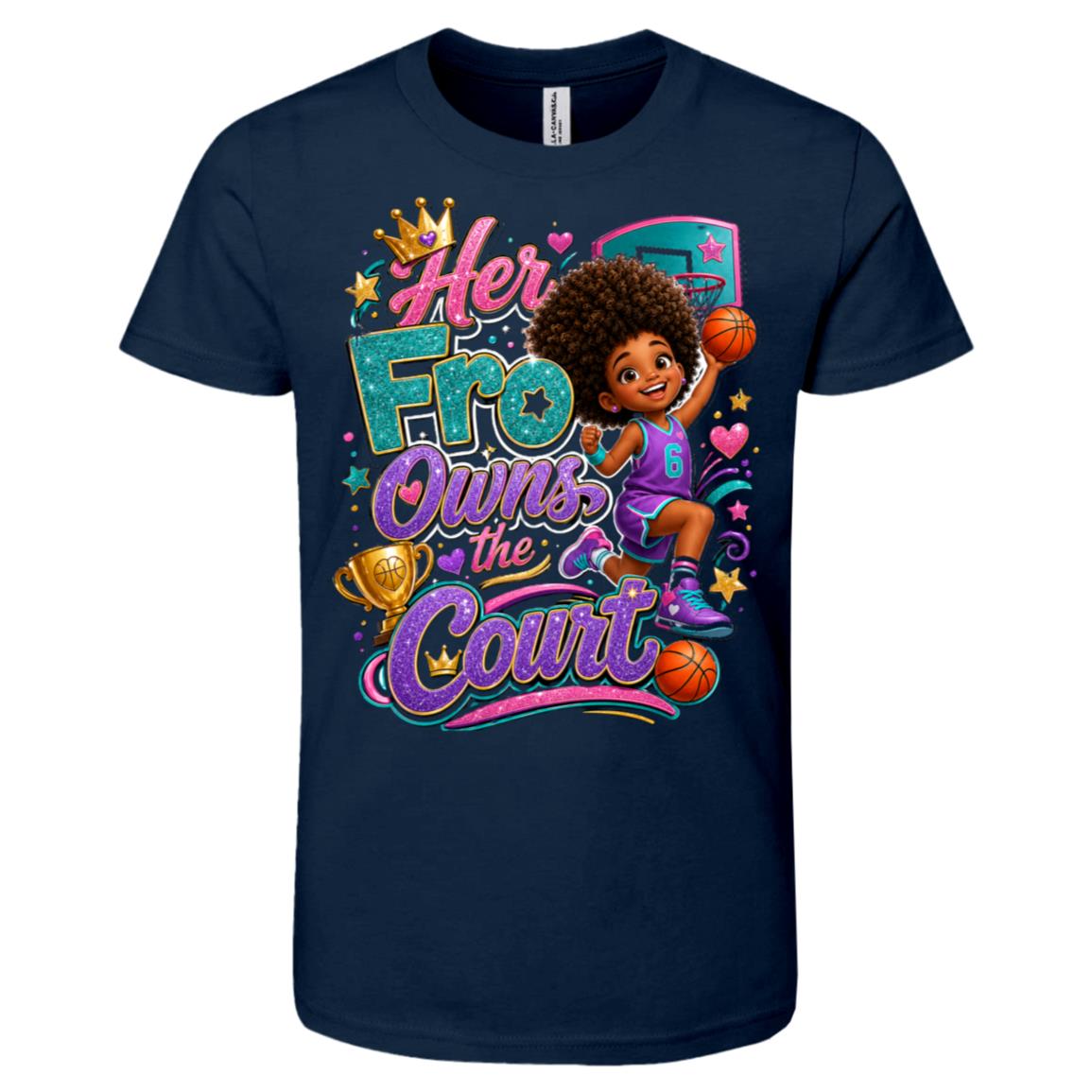 Basketball career tee for girls Ages 6-9 with natural hair pride by Riley's Way