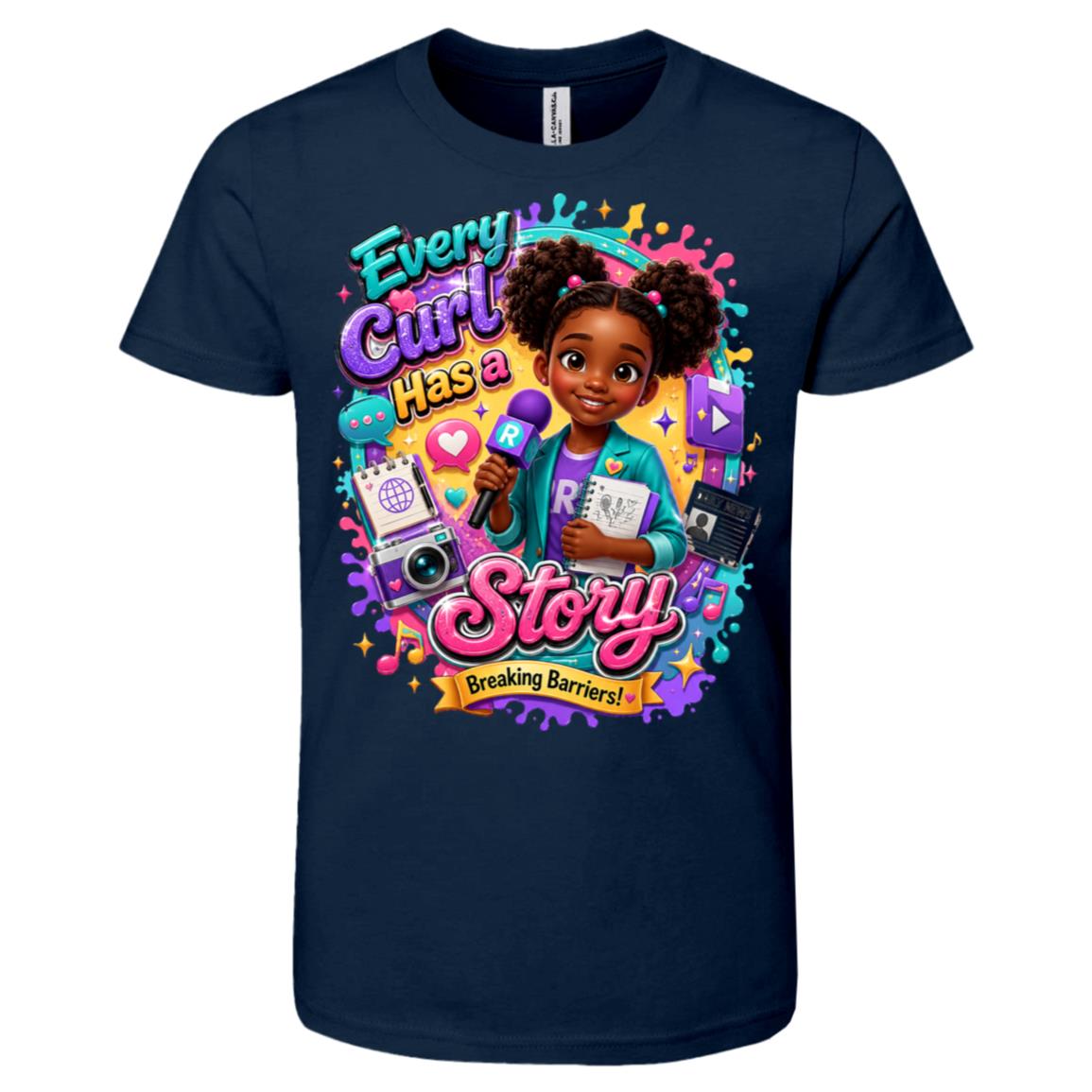 Journalist career tee for girls Ages 6-9 with natural hair pride by Riley's Way