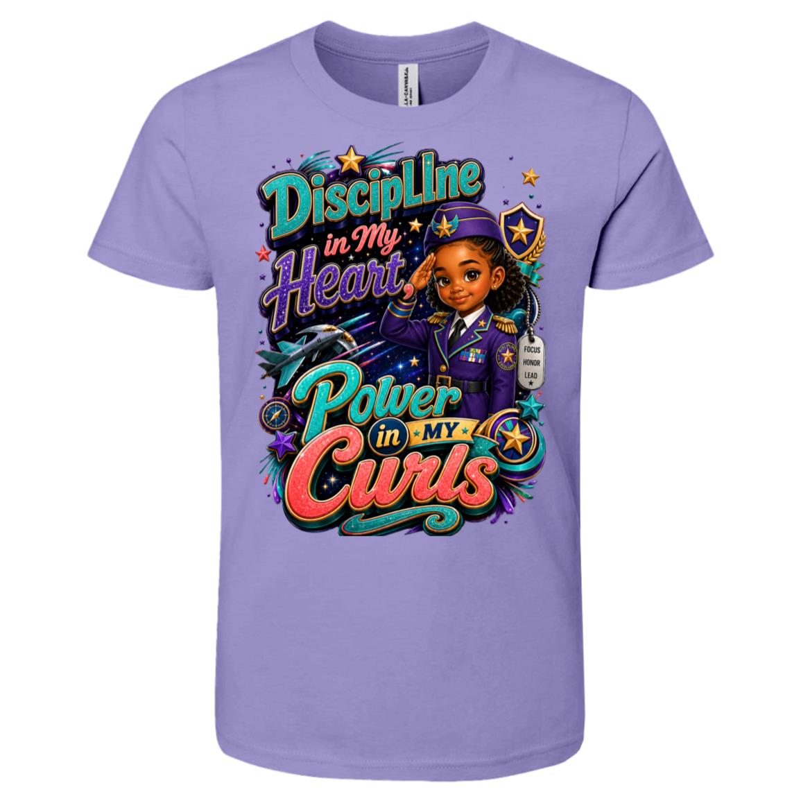 Army career tee for girls Ages 6-9 with natural hair pride by Riley's Way