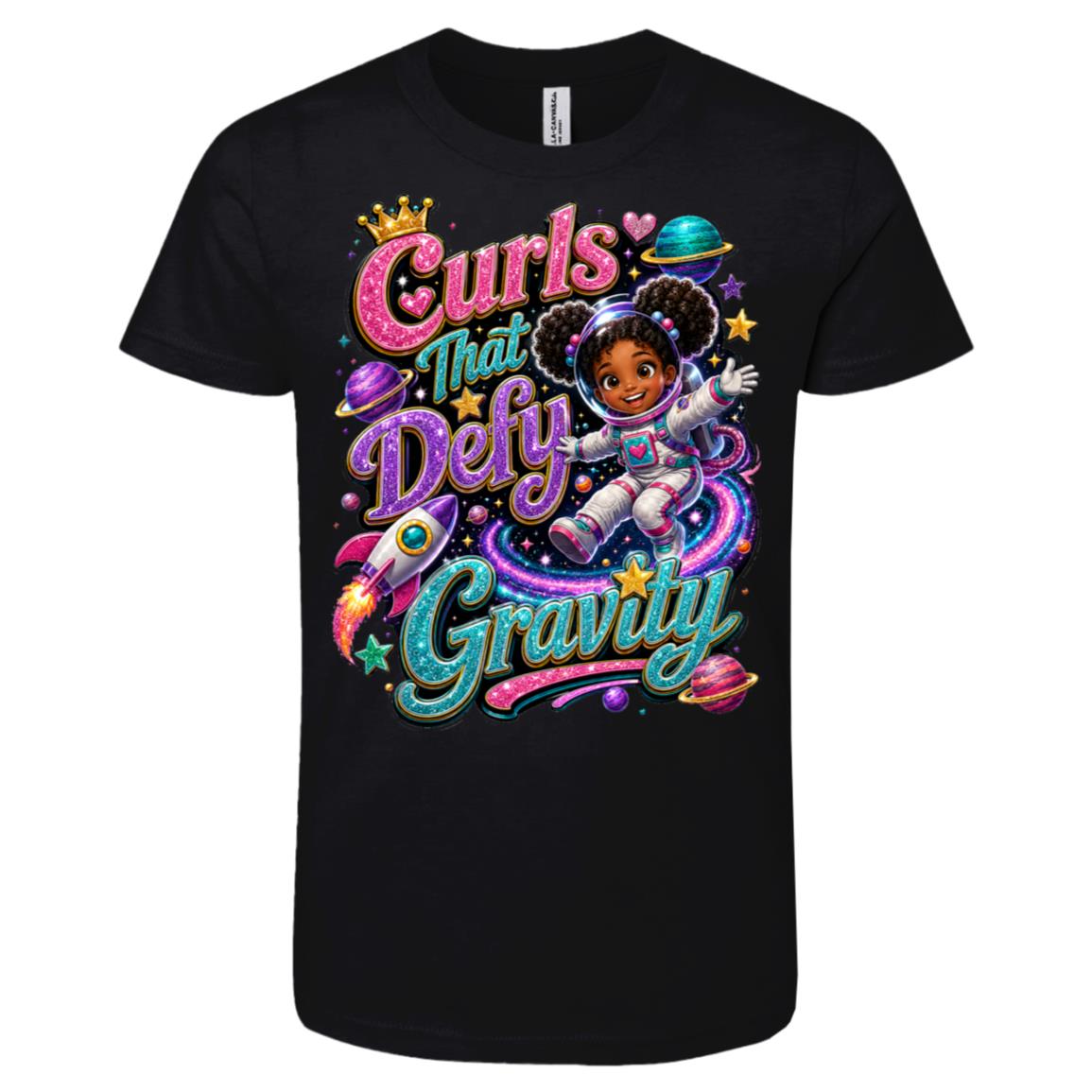 Astronaut career tee for girls Ages 6-9 with natural hair pride by Riley's Way