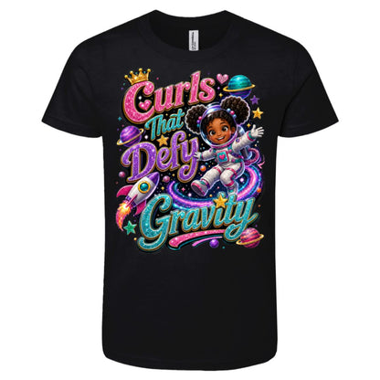 Astronaut career tee for girls Ages 6-9 with natural hair pride by Riley's Way