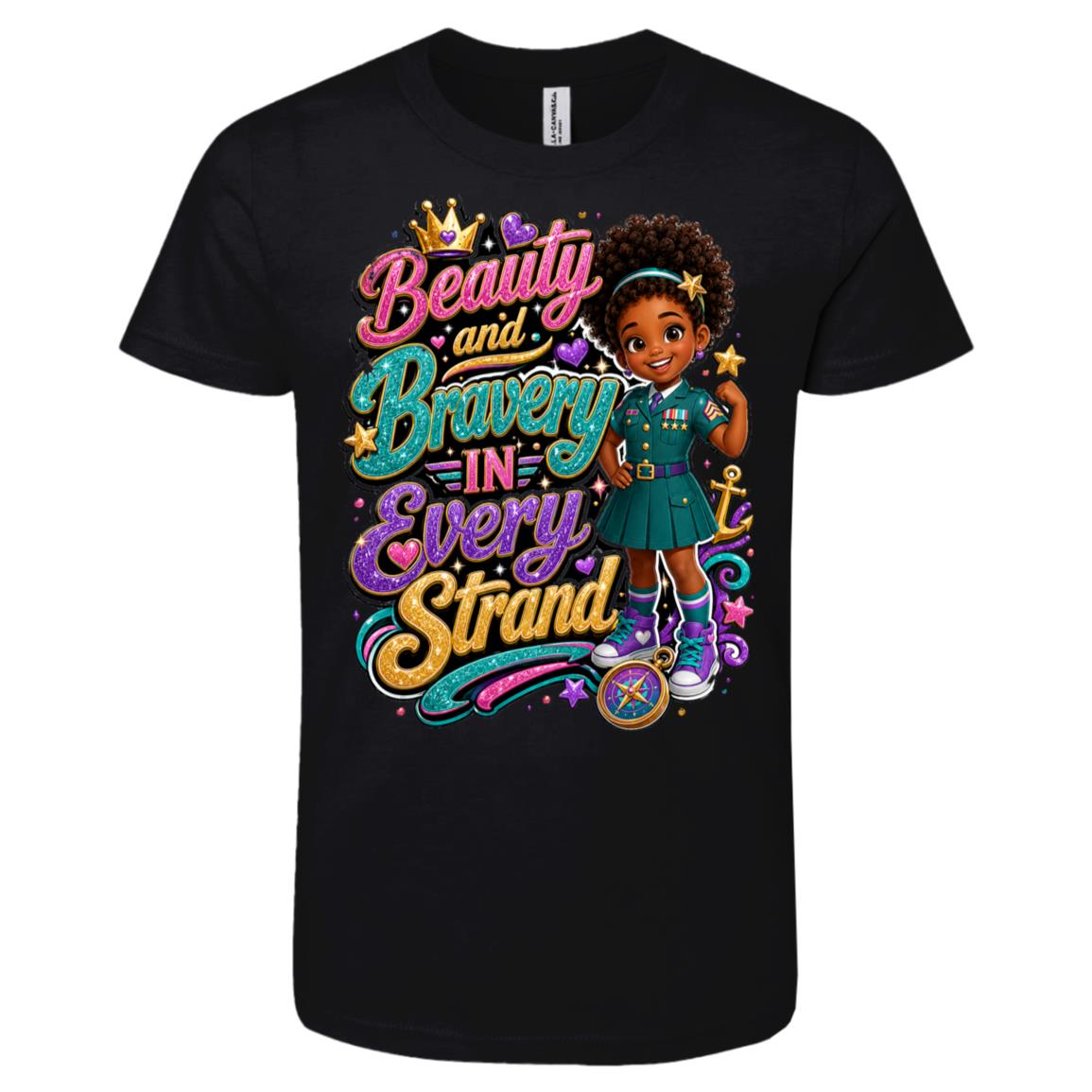 Marine career tee for girls Ages 6-9 with natural hair pride by Riley's Way