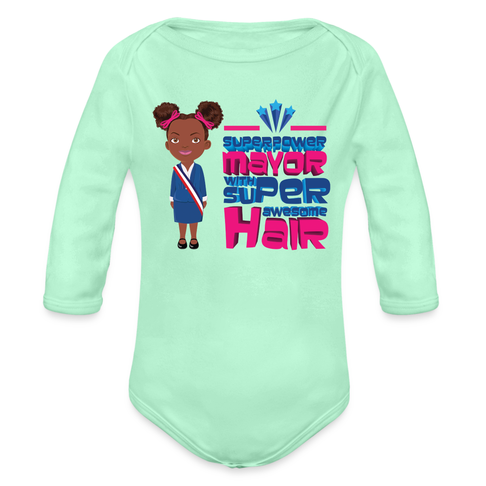 Mayor Organic Long Sleeve Baby Bodysuit - light mint