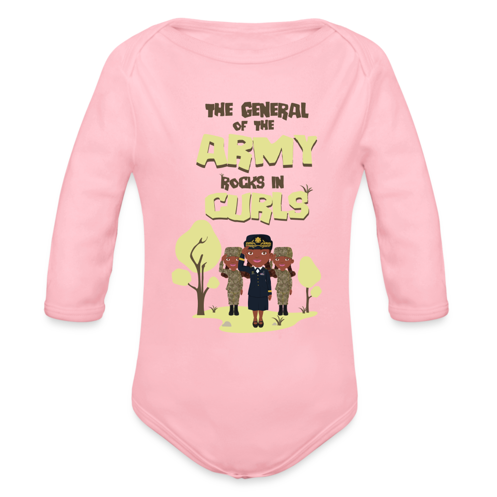 Army Organic Long Sleeve Baby Bodysuit - light pink