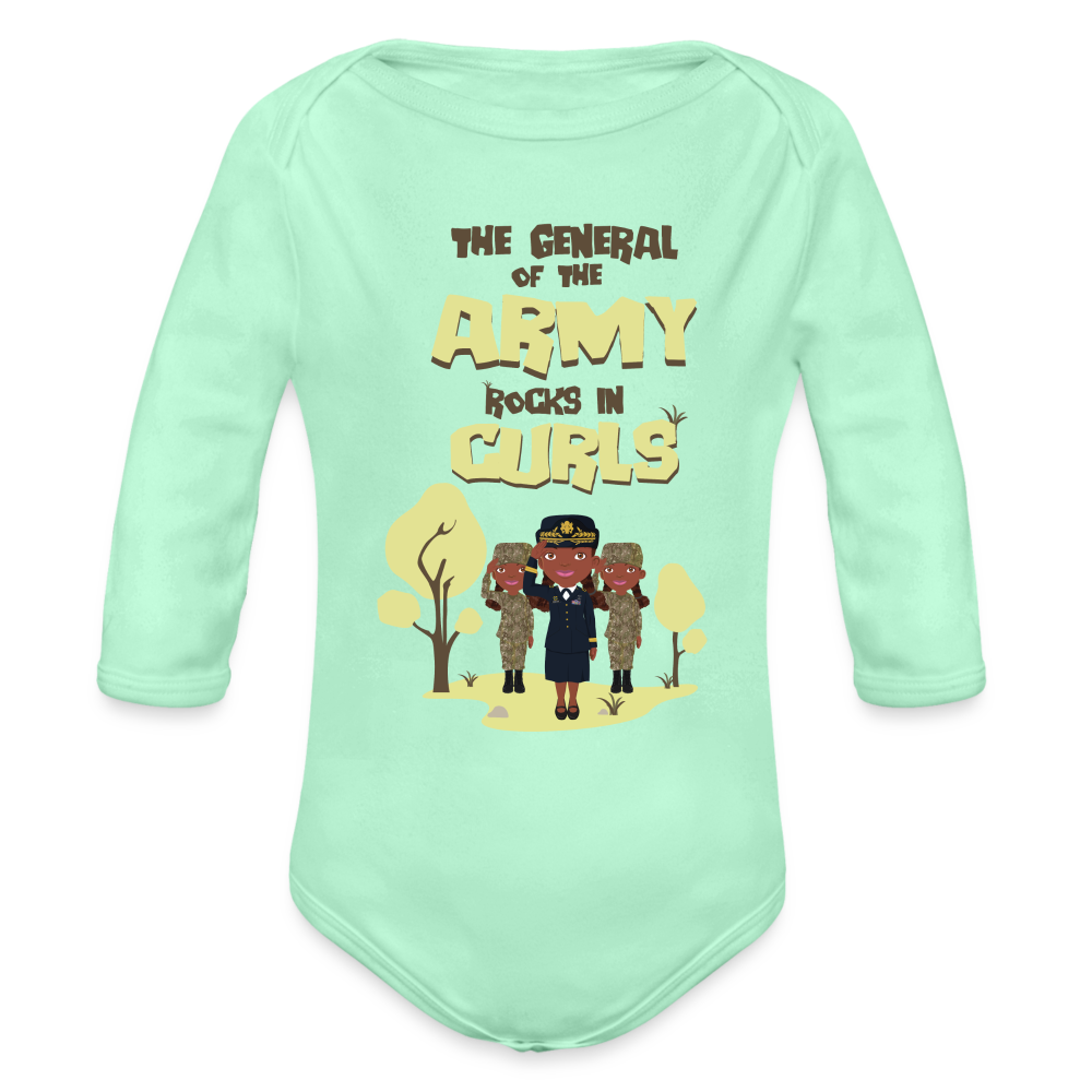 Army Organic Long Sleeve Baby Bodysuit - light mint