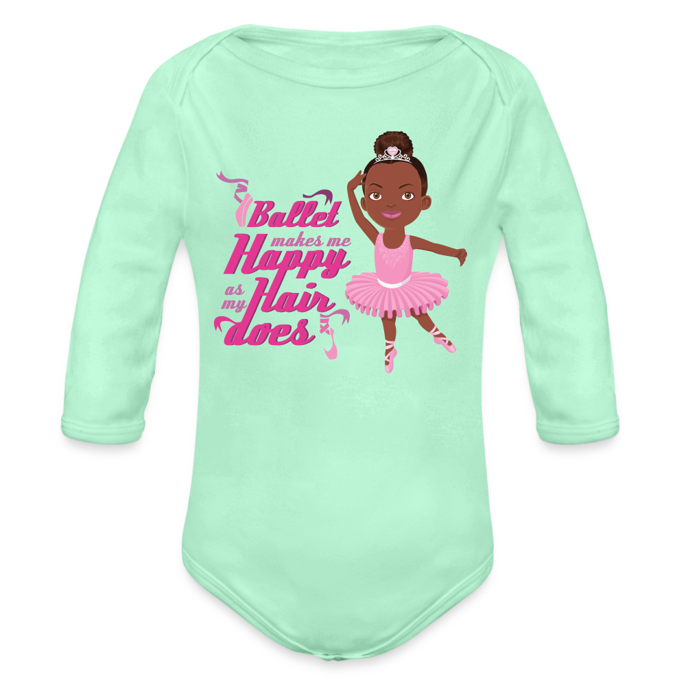 Ballerina Organic Long Sleeve Baby Bodysuit - light mint